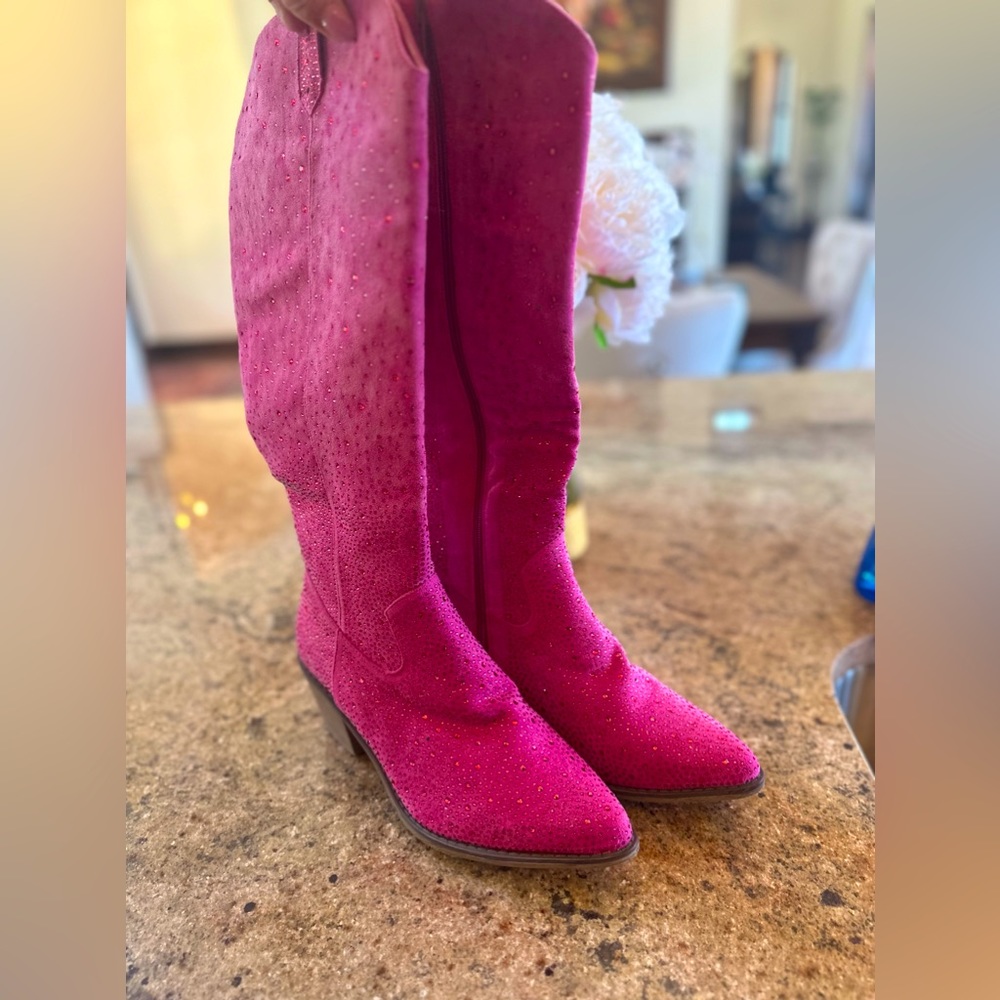 Pink shimmer cowboy boots